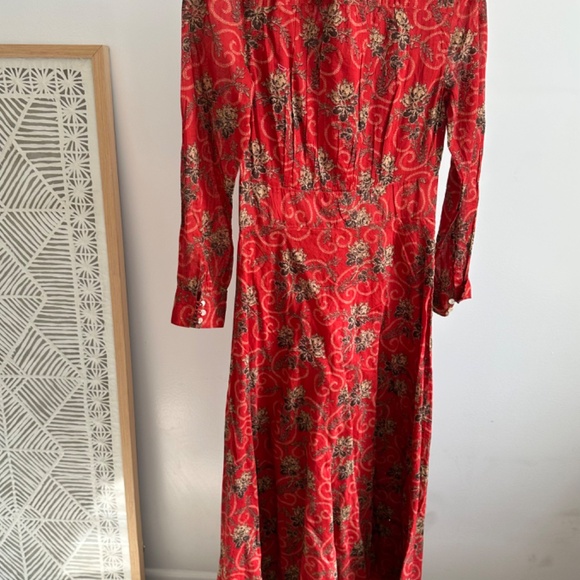 RRL Ralph Ralph Lauren Red Bias-Cut Floral Cotton Dress Size 1 XS Small - Picture 12 of 14